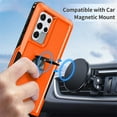 thumbnail image 5 of SaniMore for Samsung Galaxy S23 Ultra Multi-Functional Case, 3-Layer Protection Magnetic Cover Support Car Mount & 360° Rotatable Ring Kickstand Full Body Shockproof Protective Shell, Orange, 5 of 7