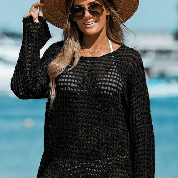 Beach Crochet Cover Ups for Women Sexy Hollow Out Swim Cover Up Knit Summer Outfits