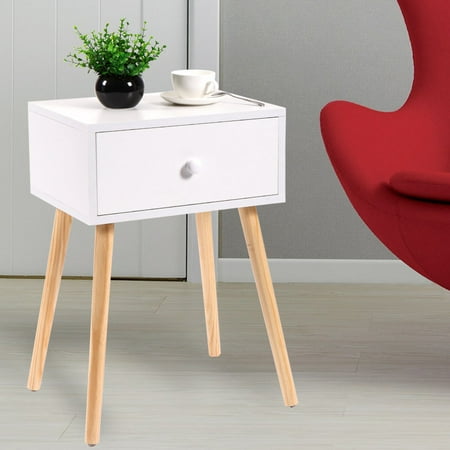 Set of 2 End Table Wood Storage Coffee Tea Table With Drawer Modern Living Room Furniture