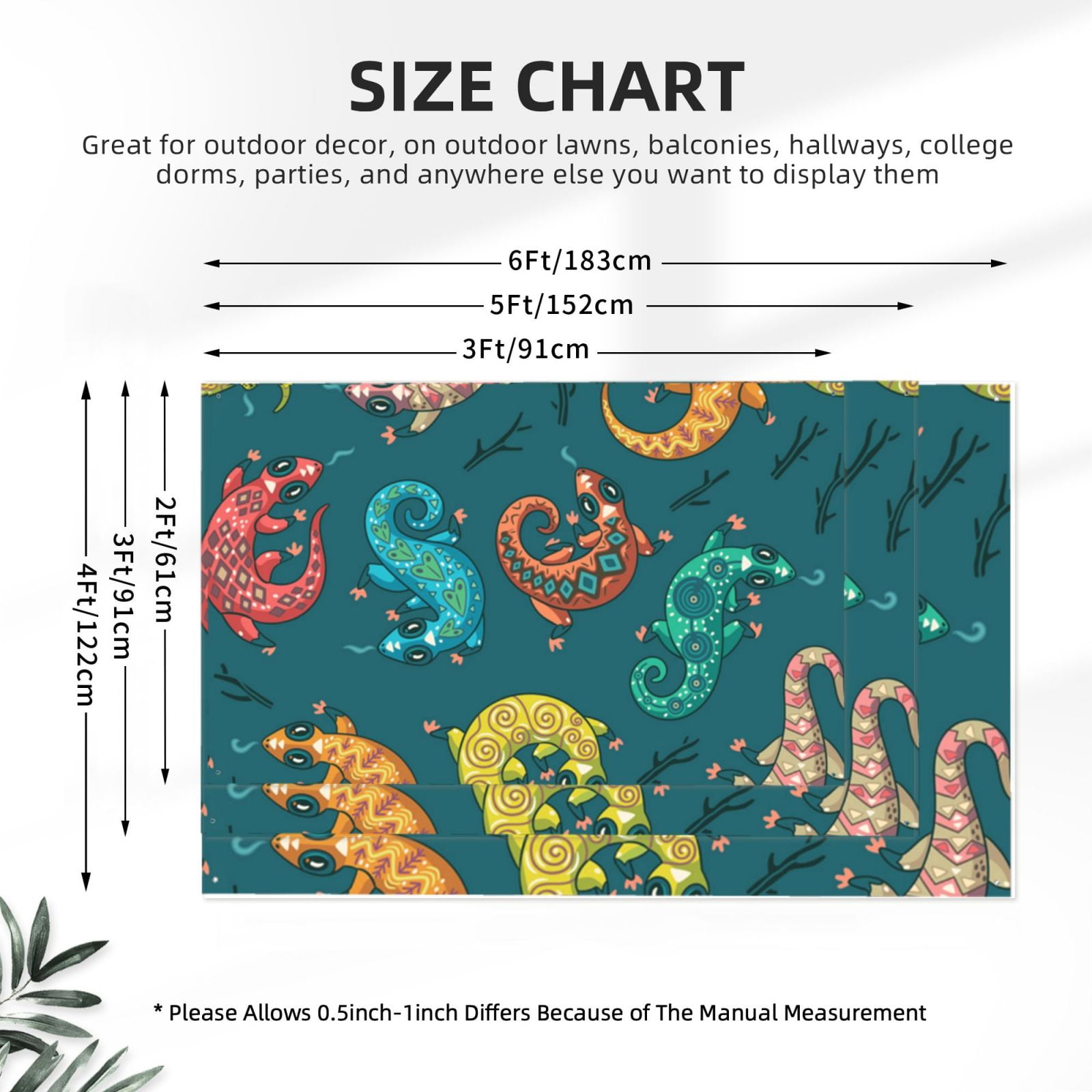 Electric Gecko Lizards Psychedelic Four Hole Decorated Banner Flag for Garden Yard Home Decoration Indoor Outdoor 4x6 Ft