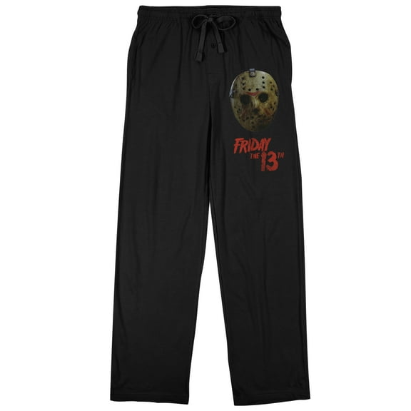 Friday The 13th Jason Voorhees Hockey Mask Men's Black Sleep Pajama Pants-X-Large