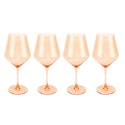 Just Feed Me by Jessie James Decker 4-Piece 22-Ounce Stemmed Wine Glass Set, Peach Amber