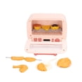 thumbnail image 4 of Simulación de horno de microondas, modelo de música ligera, cuchillo, tenedor, modelo de comida, juguetes de cocina en miniatura para niños, color rosa, 4 of 5