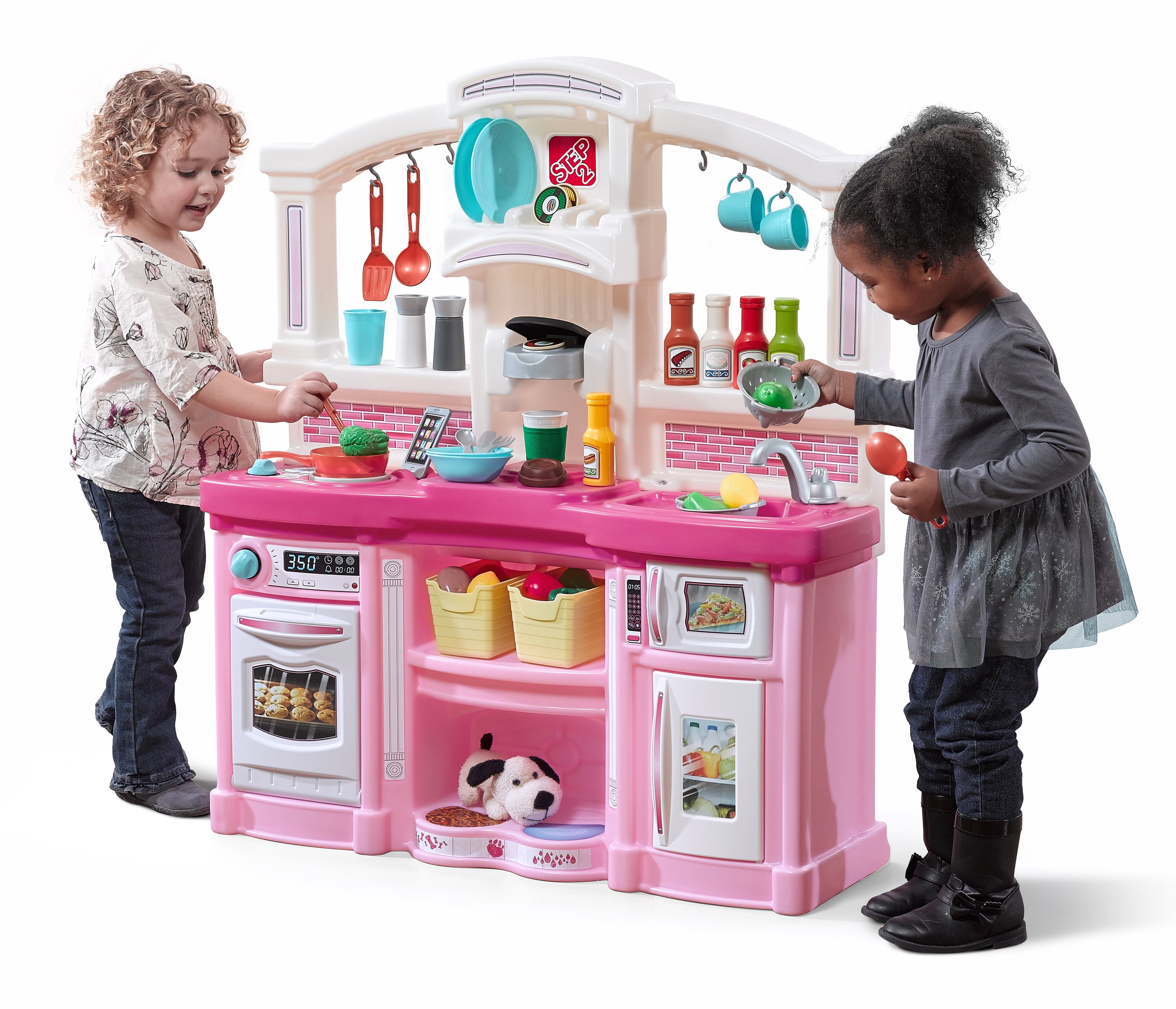 Kitchen For Kids Play Set Pretend Play Girls Pink Plastic Toy Deluxe Toddler New 