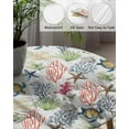 thumbnail image 3 of Ocean Round Fitted Table Cover for Dining Tables,Elastic Edged Sea Turtle Tablecloth Coastal Starfish Coral Shell Conch Waterproof Tables Cover Cloths for Cafe/Kitchen Dinner 45-52in, 3 of 6