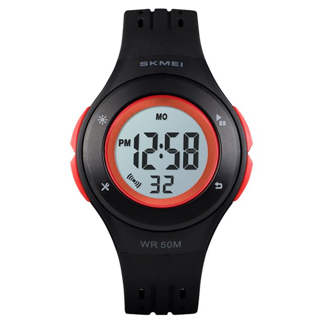 Niños Reloj digital Cronómetro Niños Impermeable Dial redondo Reloj de pulsera con alarma deportiva Retroiluminación LED Inevent EL4552-02