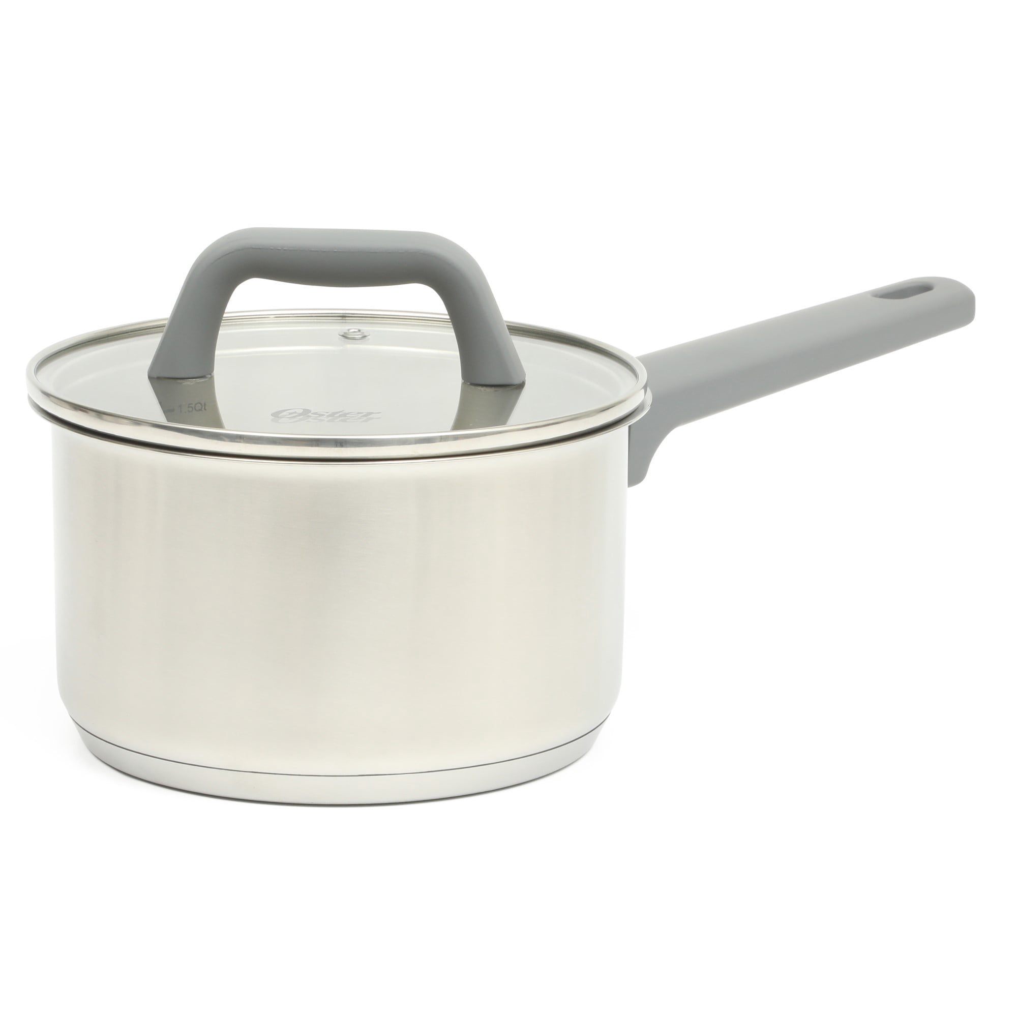 Oster Beauford 9 Piece Stainless Steel Non-Toxic Pots and Pans Cookware Set W/ Tri-Ply Encapsulated Bottom & Soft Touch Handles