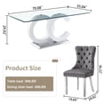 thumbnail image 4 of 5-Piece 70" Glass Dining Table Set, Tempered Glass Top with OC Shape Frame & Stainless Steel Base, 4 Velvet Chairs with Stainless Steel Legs, 4 of 7
