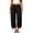 Black-#002, variant on Womens Linen Pants Wide Leg High Elastic Waist Adjustable Tie Knot Harem Pants Boho Casual Breathable Ankle Pants with Pockets,Blue M