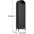thumbnail image 2 of 73 in Tall Narrow Arched Bookcase, Metal Arched Storage Cabinet with Glass Door & Drawer, Modern Black Pantry Cabinet for Living Room, Kitchen, Office - Easy Assembly, 2 of 7