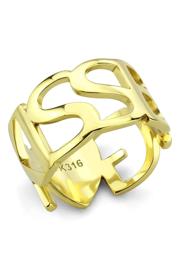 TK3640 - IP Gold(Ion Plating) Stainless Steel Ring with No Stone