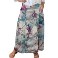 thumbnail image 4 of WXLWZYWL Women Flowy Maxi Skirt Floral Print Fall Casual Boho High Elatic Waist Loose Long Skirt with Pockets, 4 of 4