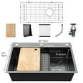 thumbnail image 2 of Dextrus 30-Inch Drop-In Kitchen Sink,Stainless Steel Workstation with Single Bowl, Nano Coated Surface, Cutting Board, Strainer, and Accessories, 2 of 5