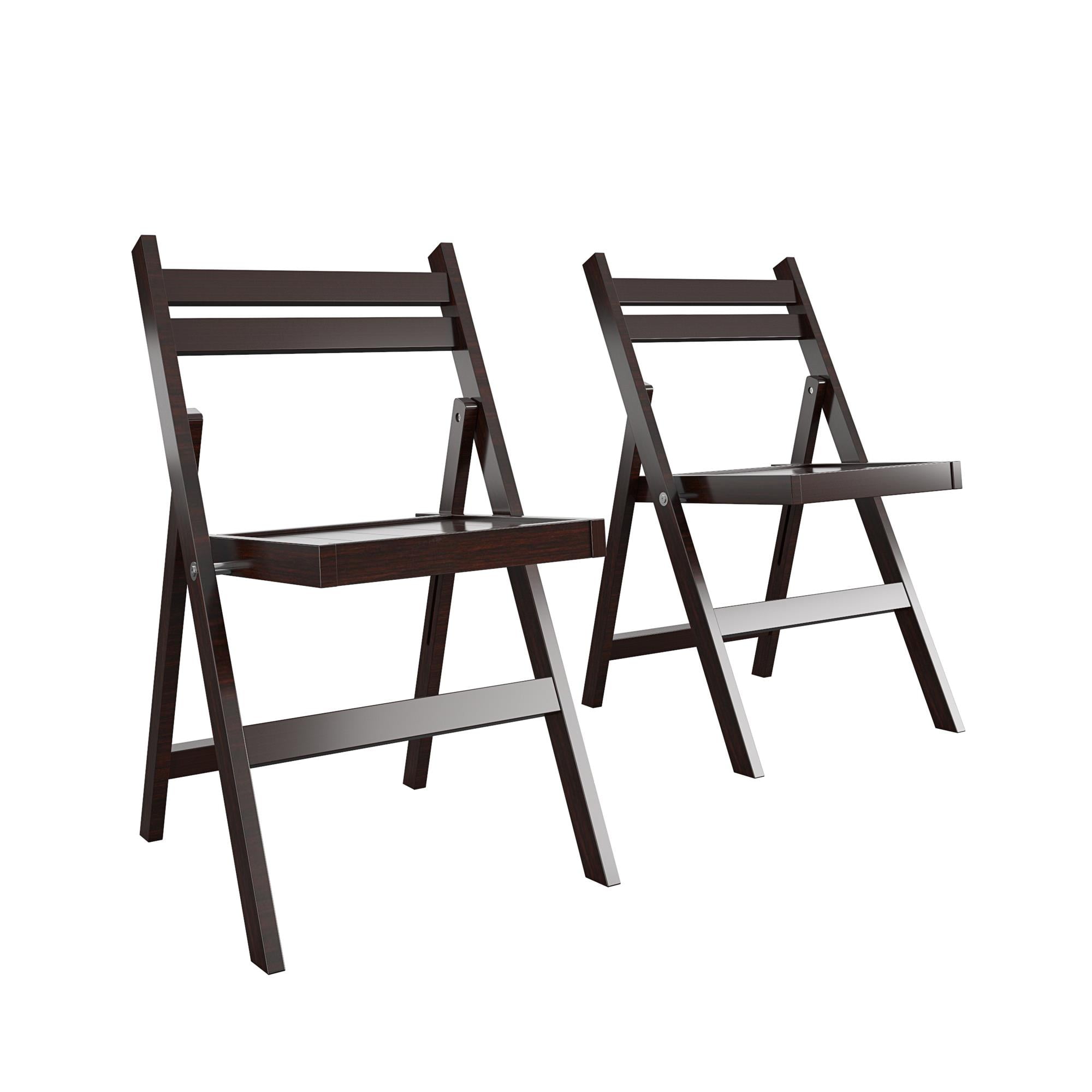 COSCO XL Folding Wood Chair, Dark Mahogany, 2Pack