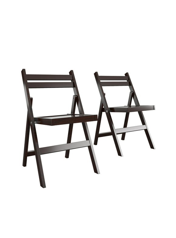 COSCO XL Folding Wood Chair, Dark Mahogany, 2-Pack