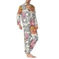 thumbnail image 3 of Bingfone Men'S Pajama Set 2 Piece Loungewear Pjs, Long Sleeve With Pajama Pants-Skull And Flowers, 3 of 9