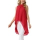 thumbnail image 4 of INSPIRAR CHIC Blusas de Chifón sin Mangas con Cuello Alto y Espalda Atada, Corte Alto-Bajo, Camisa de Verano, M Rojo, 4 of 6