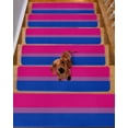 thumbnail image 2 of Color Stripes Stair Treads Non Slip for Steps Pink Purple Navy Blue Striped Abstract Lines 15 Pcs Reusable Adhesive Stair Runner Mats for Dogs Elders Carpet Treads Rugs for Staircase 8x30 In, 2 of 7