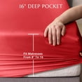 thumbnail image 5 of THXSILK Silk Fitted Sheet, 100% Pure 19 Momme Mulberry Silk, Only Seamless Bedding Set with 16'' Deep Pocket Elastic Adjustable(Twin-XL Size 39''x80''+16”, Red), 5 of 9