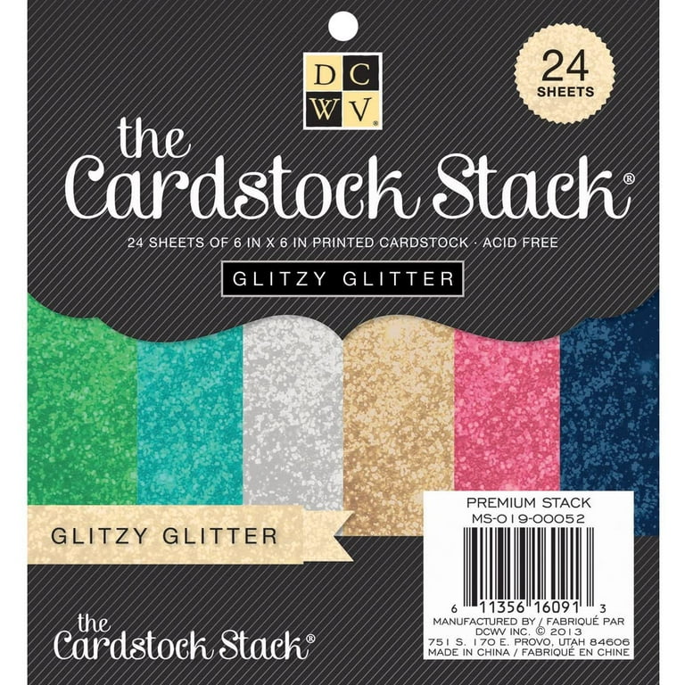 Dcwv Single-Sided Cardstock Stack 6X6 24-pkg-brights Glitter Solid