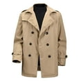 thumbnail image 5 of Aueoeo Men's Short Trench Coat Turndown Collar Long Sleeve Coat Casual Button Up Solid Color Outwear Jackets, 5 of 8