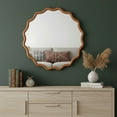 thumbnail image 4 of Wall Mirror Yellowish Brown 36 inch Wavy Round Solid Wood Frame Decorative Mirror,For Bedroom, Bathroom, Living Room, Entryway,Decorative Wall Mirror, 4 of 12