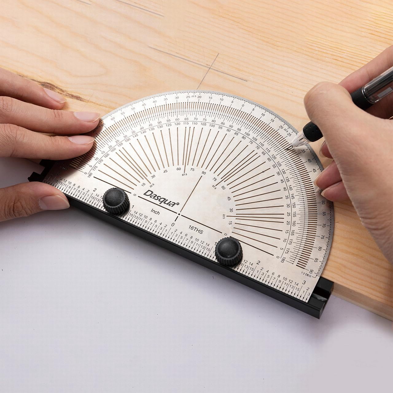 DASQUA 6" PRECISION MARKING PROTRACTOR WITH PENCIL & REFILL LEAD (1804-5778)