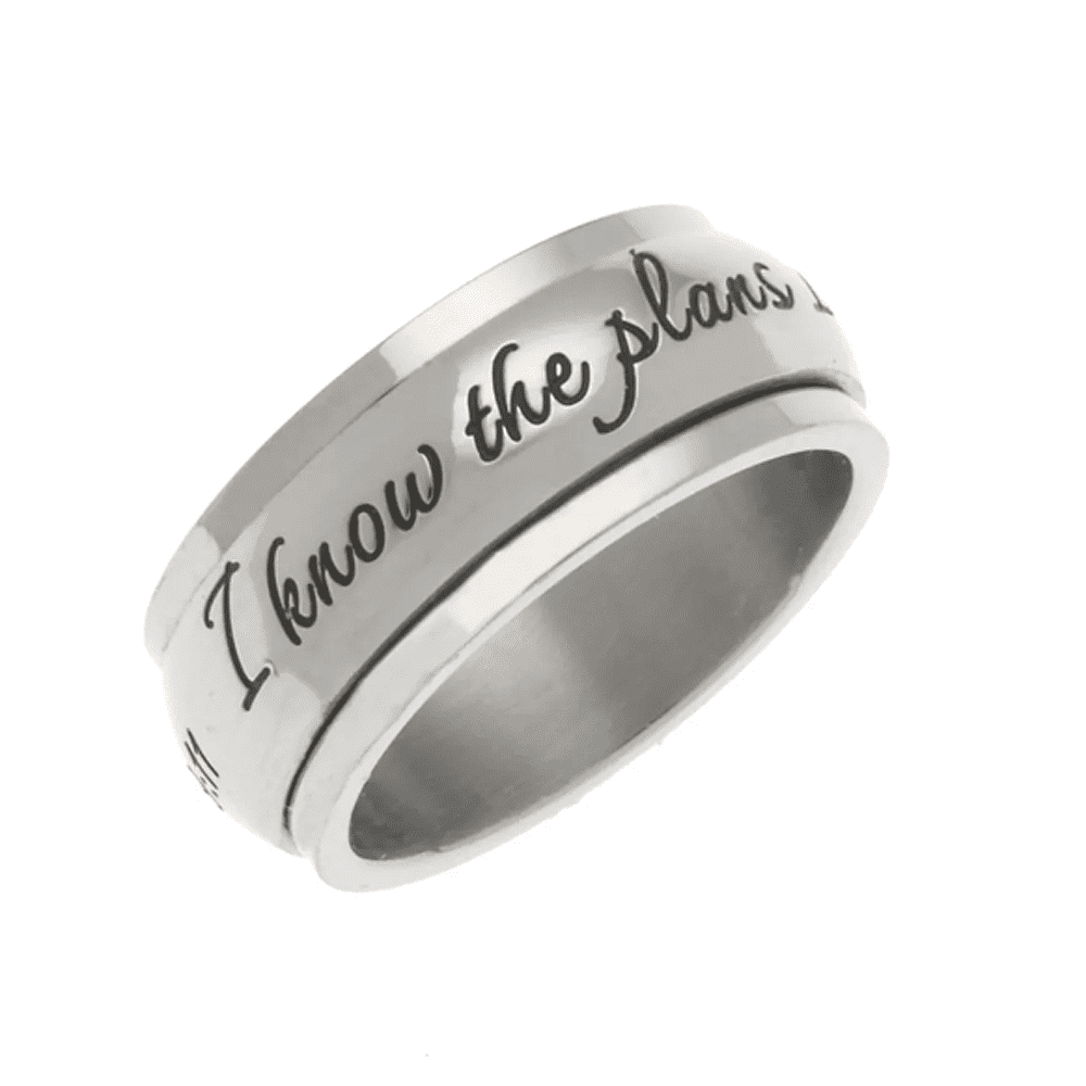 8mm Women's Spinner Ring I Know The Plans I Have For You Jeremiah 2911 Christian Religious