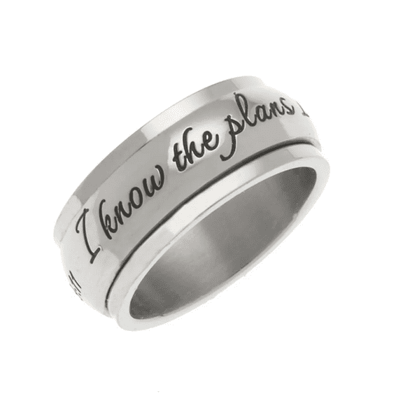 8mm Women's Spinner Ring - I Know The Plans I Have For You Jeremiah 29:11 Christian Religious Ring Anxiety & Stress Relief Gift for Women or Men!
