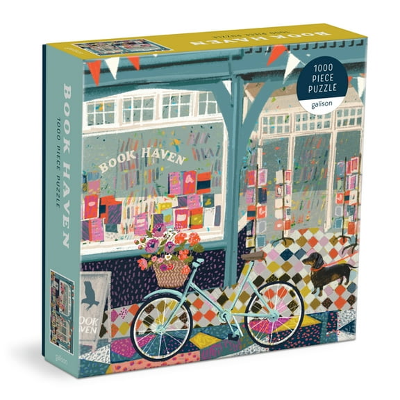 Galison Book Haven Puzzle, 1000 Pieces, 20” x 20” – Difficult Jigsaw Puzzle with Stunning  Colorful Artwork of a Book Shop by Victoria Ball – Thick, Sturdy Pieces, Challenging Family Activity