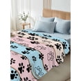 thumbnail image 4 of Pink Blue Paw Print Queen Size Flat Sheet, Wrinkleproof & Fadeproof Cooling Flat Bed Sheet Only, Vintage Farmhouse Rustic Wooden Grain Breathable Soft Bedding Top Sheets 90 x 102 Inches, 4 of 8