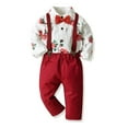 thumbnail image 2 of Mercatoo Toddler Baby Boys Clothes Floral Long Sleeve Bowtie Shirt Suspender Pants Set Gentleman Outfits for 3 Months to 5 Year, 2 of 9