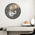 thumbnail image 3 of Reloj de pared Reloj de pared de cuarzo digital redondo europeo de 30 cm de diámetro Adecuado para sala de estar, dormitorio y estudio (negro), 3 of 5