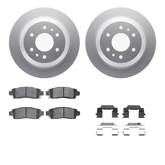 Dynamic Friction Company Rear Geospec Brake Rotors with Heavy Duty Brake Pads includes Hardware 4212-48121