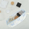 thumbnail image 5 of Unique Bargains 1 Pc Bow Pattern Makeup Bag for Travel White Blue Polyester, 5 of 6