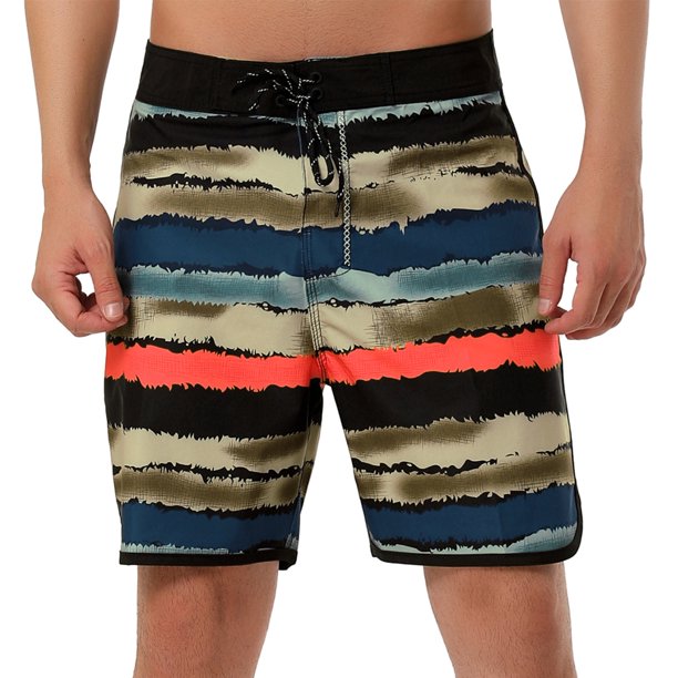 INSPIRE CHIC Shorts de ba?o con estampado de color en contraste de cintura con cordón de verano para hombre marrón 30 INSPIRE CHIC Short