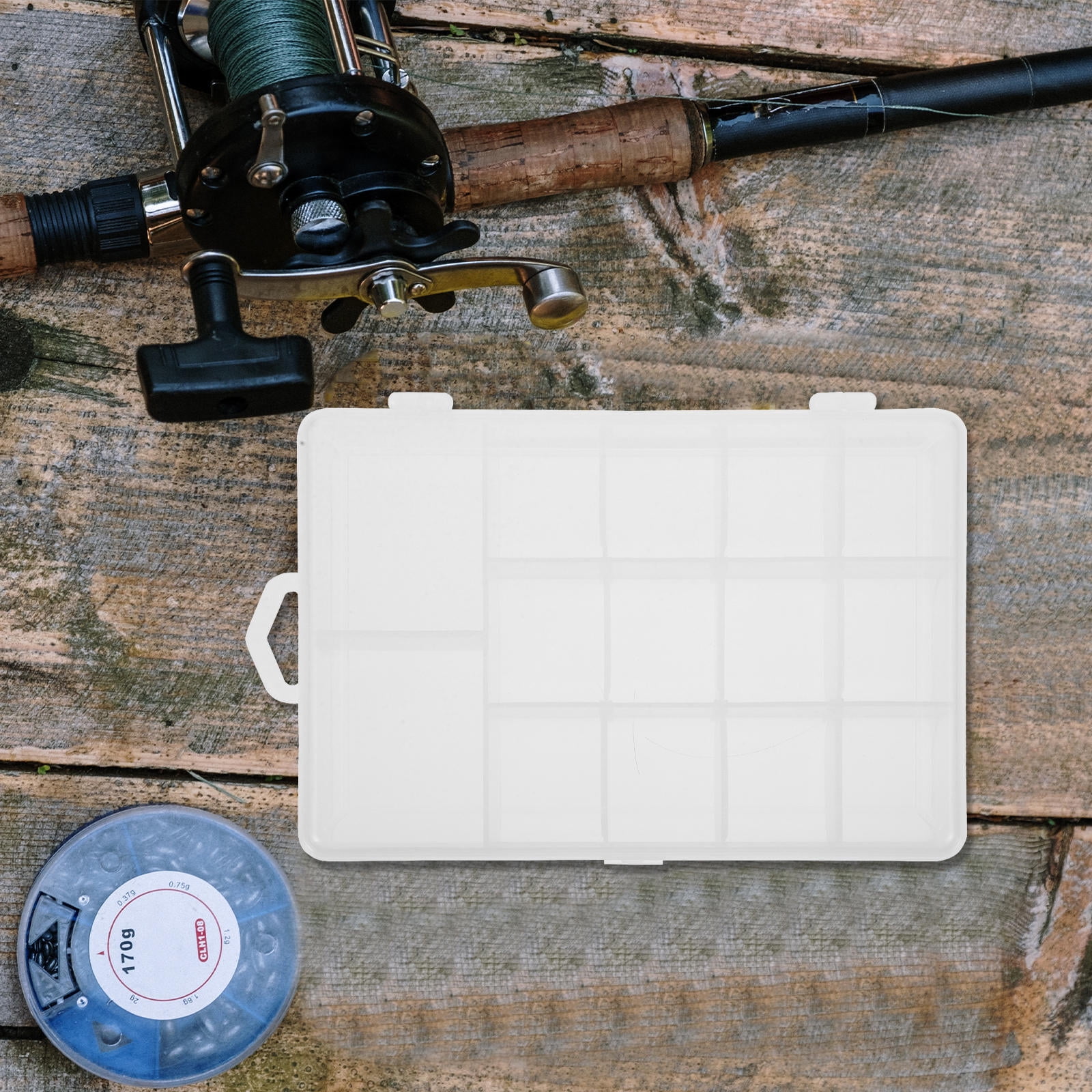 COMPUKAS Portable Tackle Box White Multiple Grids Fishing Accessories Good Sealing