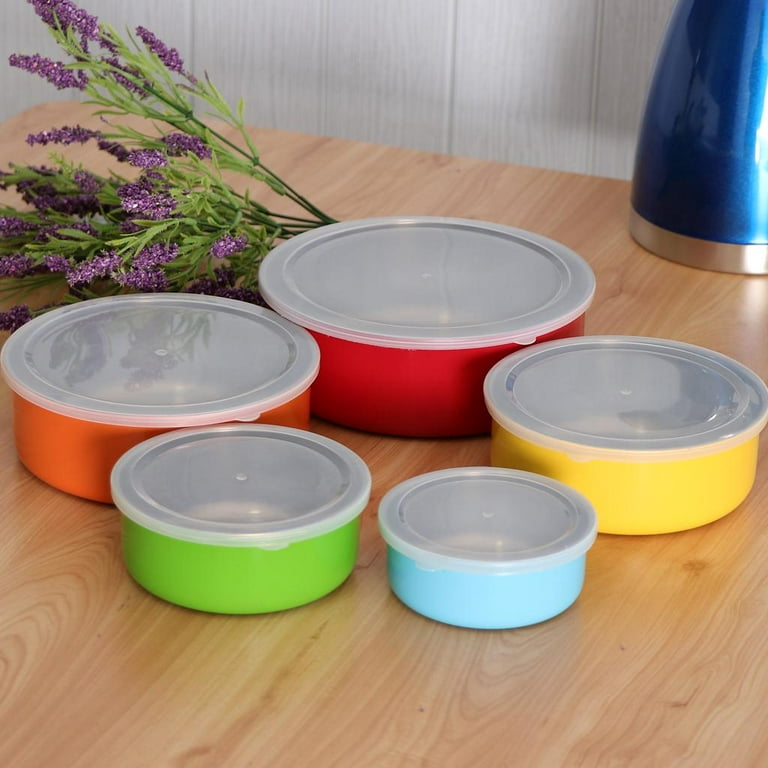 5pcs Mixing Bowls with Airtight Lids Set, Stainless Steel Metal