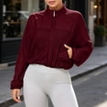 thumbnail image 2 of Mlzmgr Lightweight Jackets for Women Zip up Long Sleeve Mesh Stand Collar Fall Winter Casual Athletic Jackets with Pockets(Large,Wine), 2 of 7