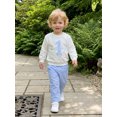 thumbnail image 4 of RUINIXCW Baby Boy 1st Birthday Outfits Number Letter Embroidery Crew Neck Long Sleeve Sweatshirt and Plaid Pants 2 Piece Set, 4 of 6