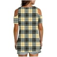 thumbnail image 6 of Women 's Cotton Tee-Shirt Clearance Plaid Short Sleeve Shirts for Women V Neck Summer Shirt Lightweight Graphic Tees Dressy Casual Blouse, 6 of 7