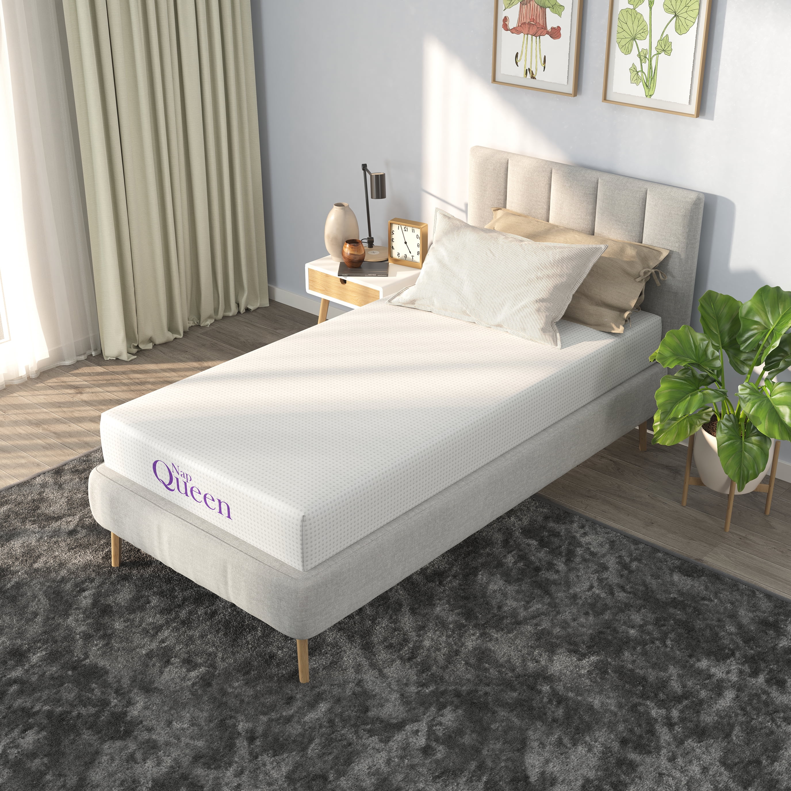NapQueen Twin Mattress, 8 Inch Charcoal Memory Foam Mattress, CertiPUR-US Certified, Mattress in a Box