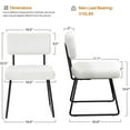 thumbnail image 3 of Upholstered Striped Dining Chairs Set of 8, Velvet Vanity Chair, Modern Side Chair with Thickened Cushion, Full Velvet Upholstered Seat and Backrest, for Dining Room/Living Room/Vanity, White, 3 of 9