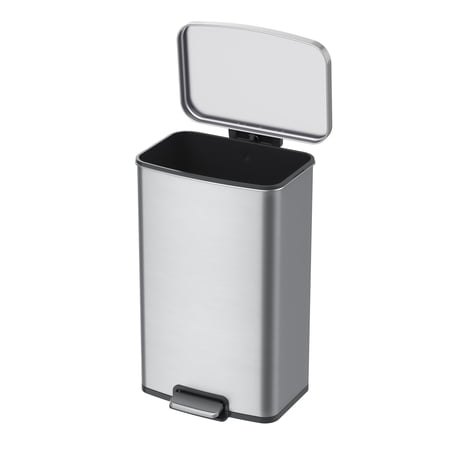 BETTER HOMES & GARDENS KITCHEN TRASH CAN, 13.2 GALLON STAINLESS STEEL STEP GARBAGE BIN WITH SOFT CLOSE LID, SILVER
