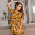 thumbnail image 6 of Salouo Halloween Witches Gnome Print Short Sleeve Sleepshirt for Womens Comfy Nightgown Scoopneck Cute Nightdress Ruffle -X-Large, 6 of 7