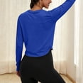 thumbnail image 4 of Vinsonshop Womens Gym Tops Long Sleeve Workout Shirts Athletic Activewear Crew Neck Side Twist Hem Loose Fit Yoga Running T-shirts Lightweight Breathable Exercise Tees Blue XXL, 4 of 6