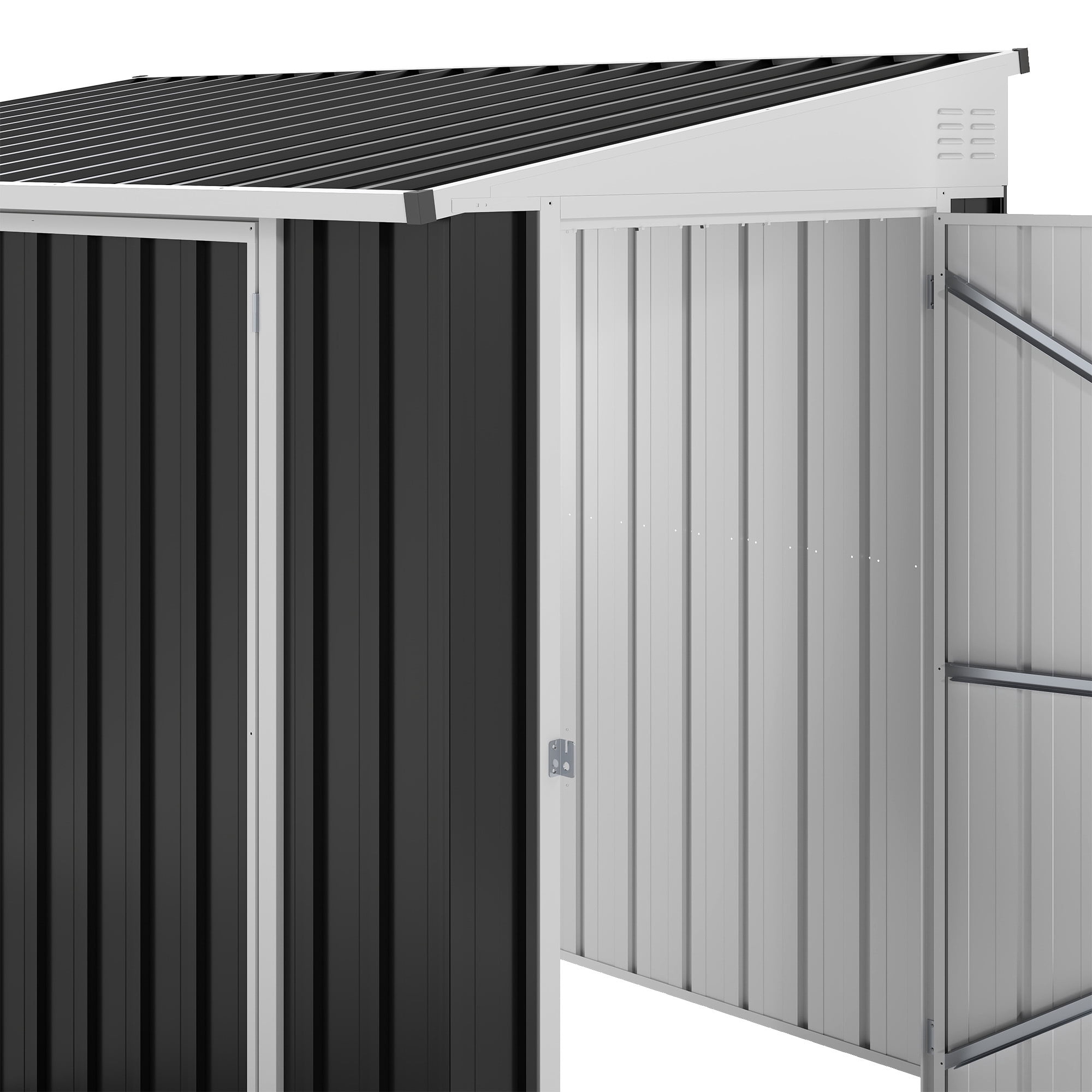 Uforic 7' x 4' Metal Outdoor Storage Shed, Weatherproof Bike Shed with Lockable Doors, Garden Storage for Tools, Lawn Equipment & Trash Cans, Dark Gray