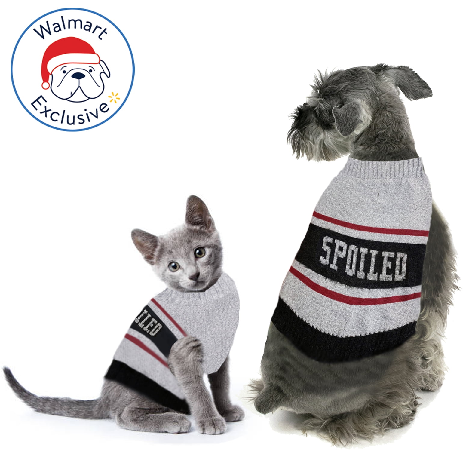Gray Striped Spoiled Pet Sweater, XS
