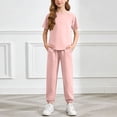 thumbnail image 2 of Girls Sweatsuit Set Girls 2 Piece Outfits Cap Sleeve Tops Long Wide Leg Pants Set Sweatsuits 6-14 Years, 2 of 6