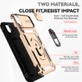 thumbnail image 5 of JTCASES for iPhone XR Case, Heavy Duty Protection Magnetic Car Mount Rotating Stand [Slide Camera Window] Rugged Shockproof Anti-fall Shell for iPhone XR, Gold, 5 of 7